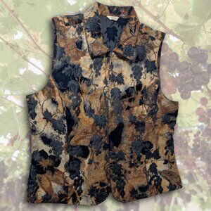 Christopher & Banks size 1X Tapestry Vest, Earth Tones Grapevine Pattern